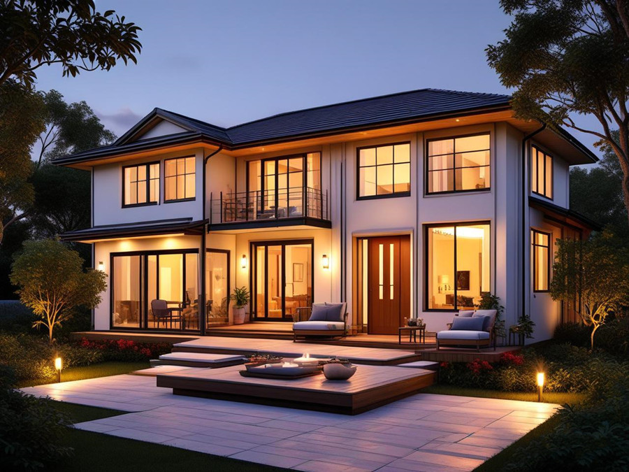 夜幕下的钢结构别墅 夜幕下的钢结构别墅